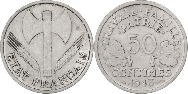 monnaie en aluminium bazor 50 centimes très rare
